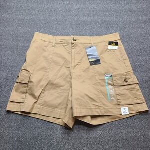 Lee Cargo Shorts Womens 14 Tan NEW Ultra Lux Comfort Mid Rise 6in Inseam Hiking